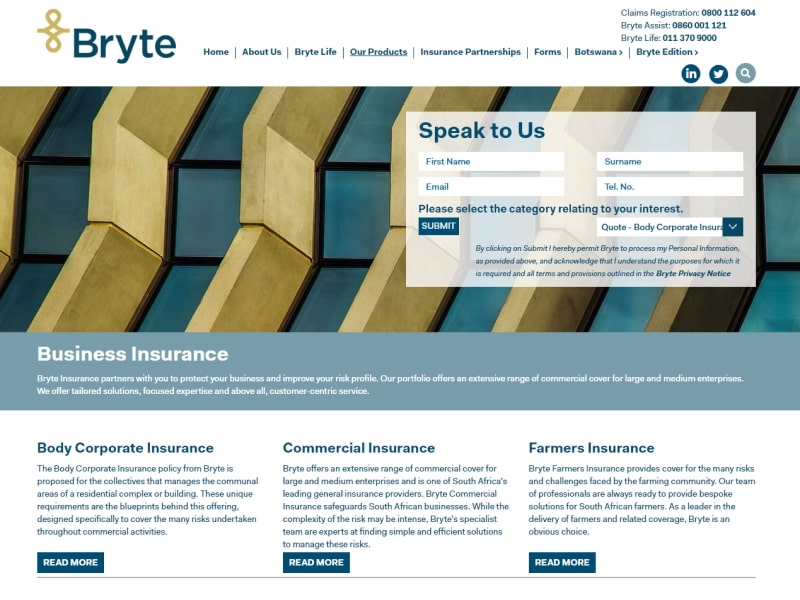 Bryte homepage