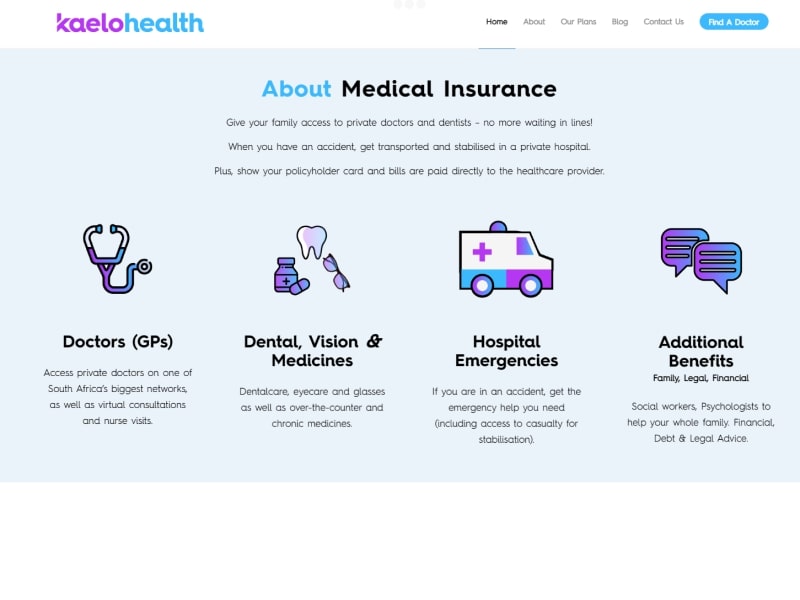Kaelo Health homepage